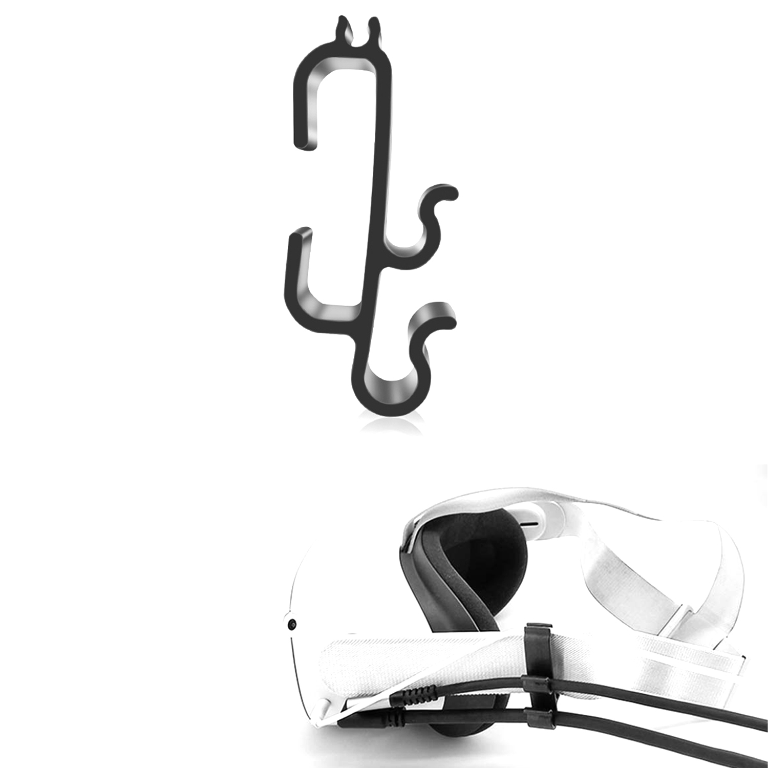VR Cable Clip for Quest 2 Cable Clamp Drop Wire Holder Headphone Wire Organizer 3 Grooves for VR Link Cable Holder-Black